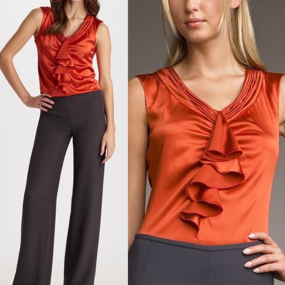 Armani Collezioni Ruffle-Front Silk Blouse Authentic